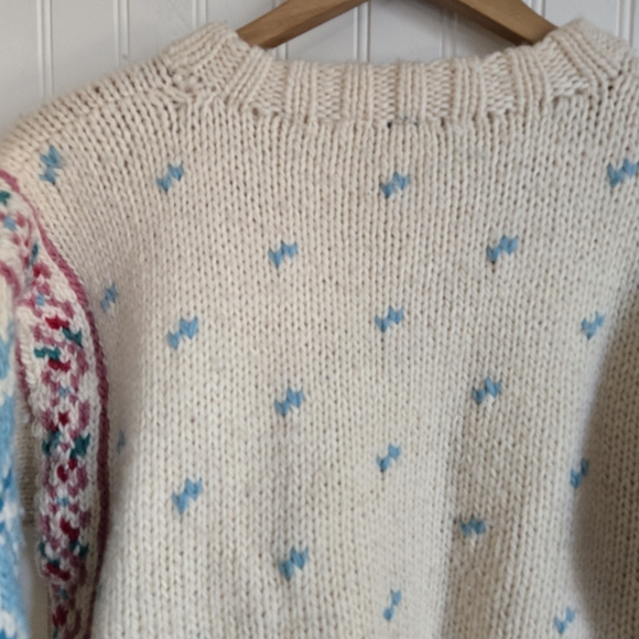 Head Vintage Women's Wool Cream Knitwear Sweater with Floral Accents - Picture 7 of 7